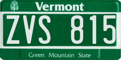 VT license plate ZVS815