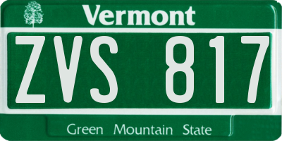 VT license plate ZVS817