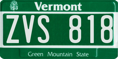 VT license plate ZVS818