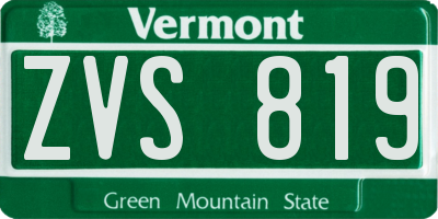 VT license plate ZVS819