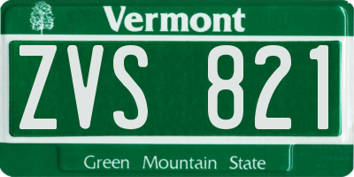 VT license plate ZVS821