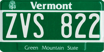 VT license plate ZVS822