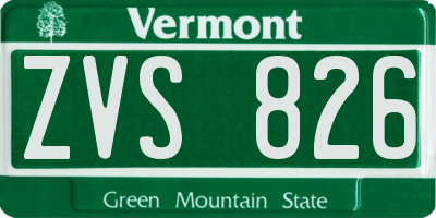 VT license plate ZVS826