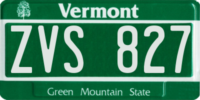 VT license plate ZVS827