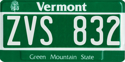 VT license plate ZVS832
