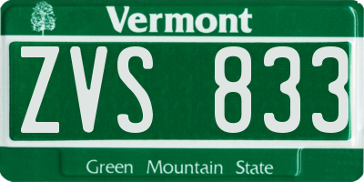 VT license plate ZVS833