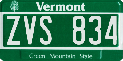 VT license plate ZVS834