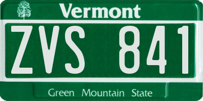 VT license plate ZVS841