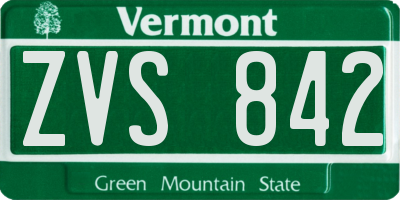 VT license plate ZVS842