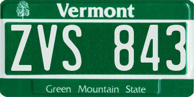 VT license plate ZVS843