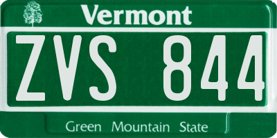 VT license plate ZVS844