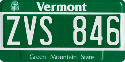 VT license plate ZVS846