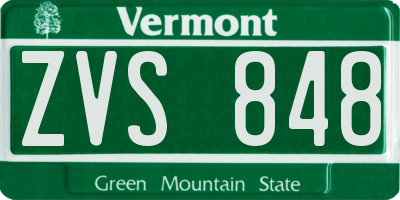 VT license plate ZVS848