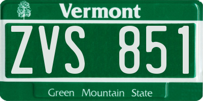 VT license plate ZVS851