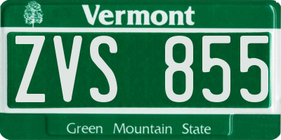 VT license plate ZVS855