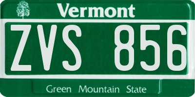VT license plate ZVS856