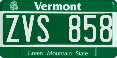 VT license plate ZVS858
