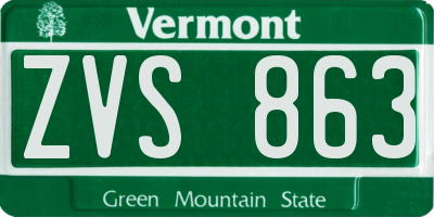 VT license plate ZVS863