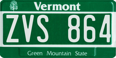 VT license plate ZVS864