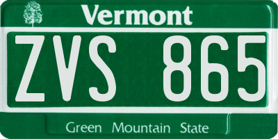VT license plate ZVS865