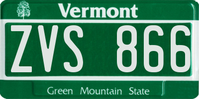 VT license plate ZVS866