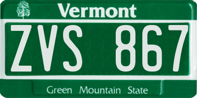 VT license plate ZVS867