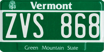 VT license plate ZVS868