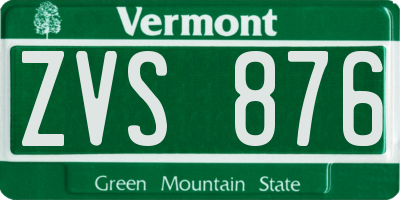VT license plate ZVS876