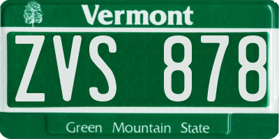 VT license plate ZVS878