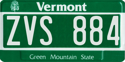 VT license plate ZVS884