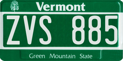 VT license plate ZVS885
