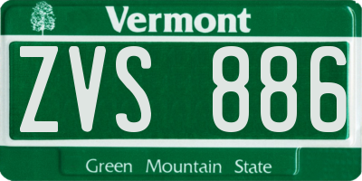 VT license plate ZVS886