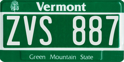 VT license plate ZVS887