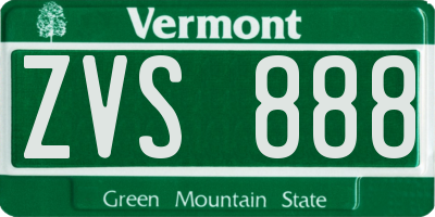VT license plate ZVS888