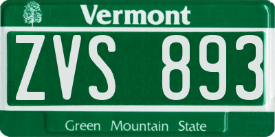 VT license plate ZVS893