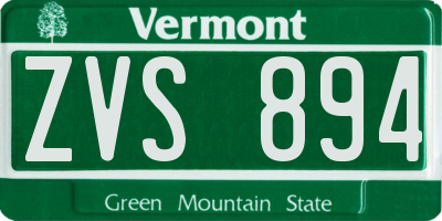 VT license plate ZVS894
