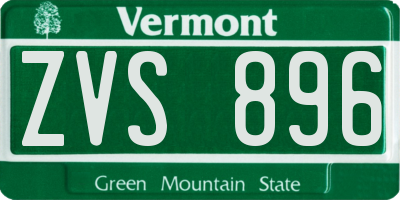 VT license plate ZVS896
