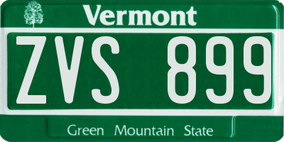 VT license plate ZVS899