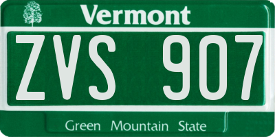VT license plate ZVS907