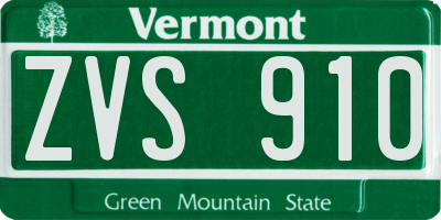 VT license plate ZVS910