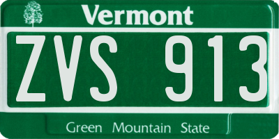 VT license plate ZVS913