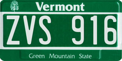 VT license plate ZVS916