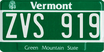 VT license plate ZVS919