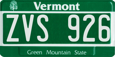 VT license plate ZVS926