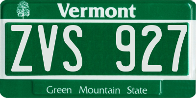 VT license plate ZVS927