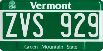 VT license plate ZVS929