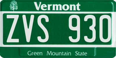 VT license plate ZVS930