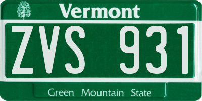 VT license plate ZVS931