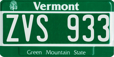 VT license plate ZVS933