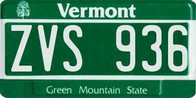 VT license plate ZVS936
